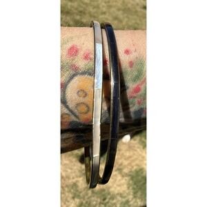 Vintage Bracelets Brass Colorful Boho Bangle Stackable lot Of 2 White And Black